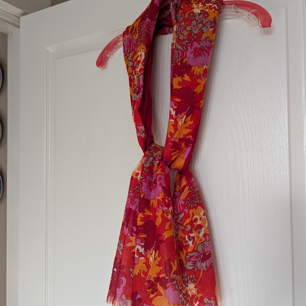 Vibrant Red and Orange Floral Wrap